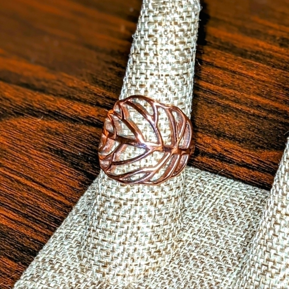 Rose Gold Copper Color Hollowed Out Carved Ring